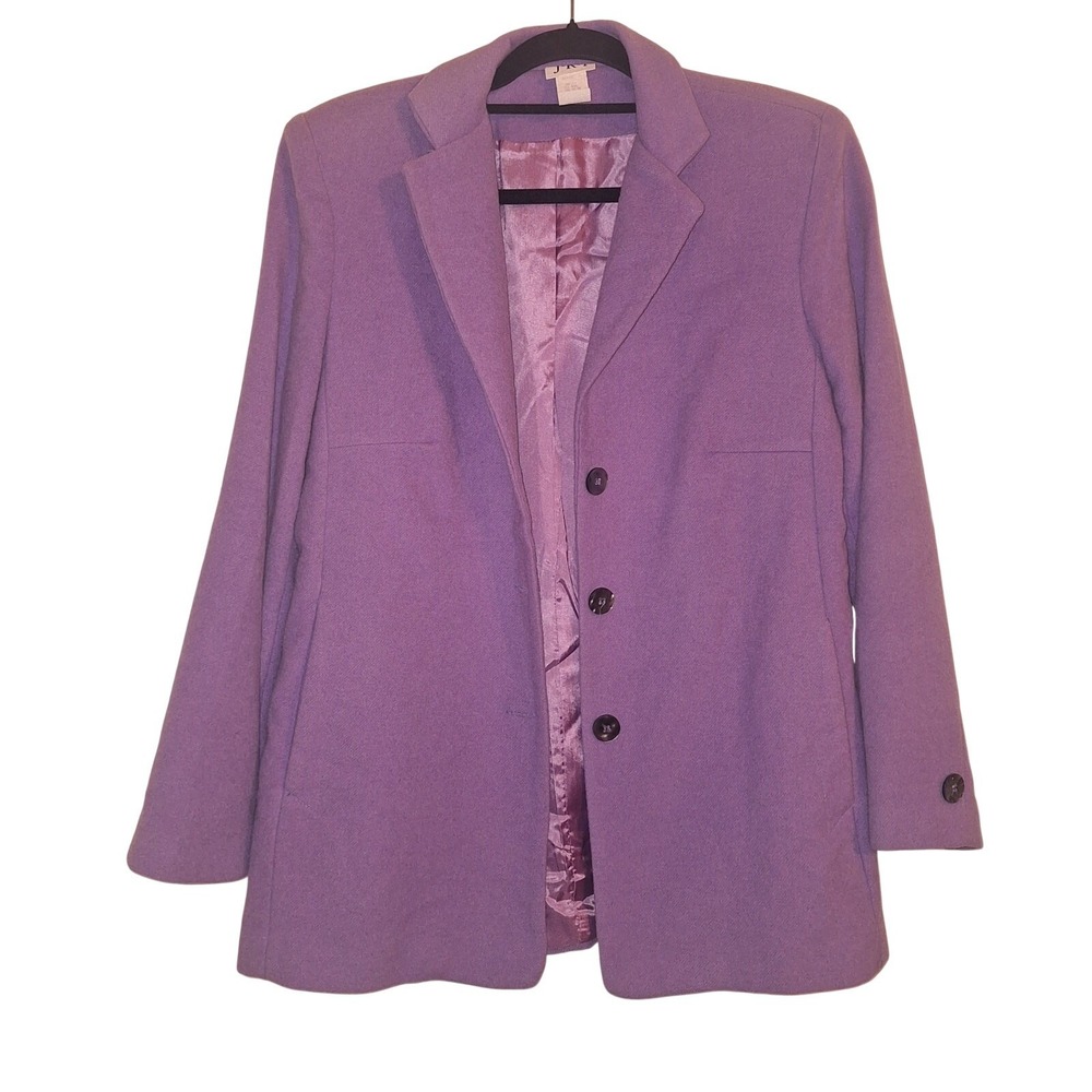 Vintage 70's Women's JRT Size 6 Wool Blend Purple Blazer Jacket Classic Timeless - Picture 3 of 8